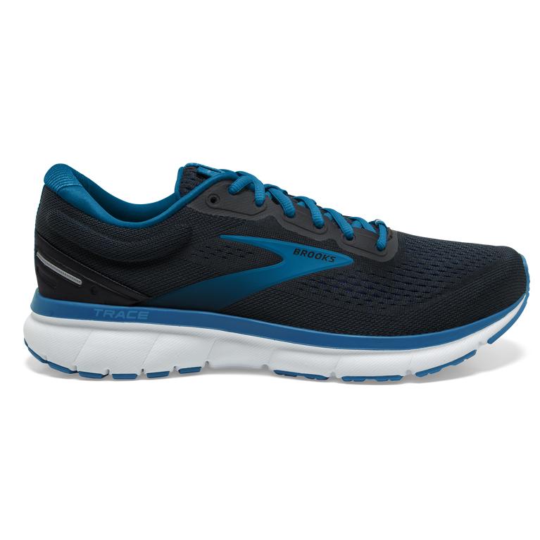 Brooks TRACE Adaptive Road Running Shoes Mens Canada - Black/Vivid Blue/Persimmon Orange (QTW184093)